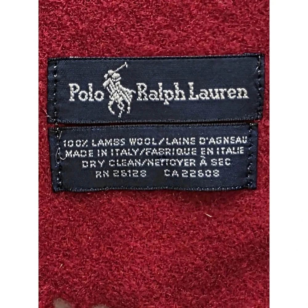 Polo Ralph Lauren Men's Red 100% Lambs Wool Scarf w Fringe